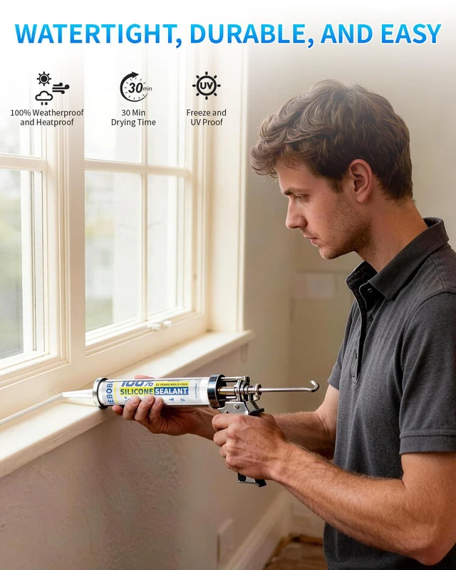 Alt view image 4 of 7 - Silicone Caulk & Sealant Almond, 100% Waterproof Silicone Sealant, Shrink & Crack Proof, Silicone Caulking for Kitchen, Bathroom, RV, Interior & Exterior Use, 10.2 FL. OZ/300ML, 1 Pack