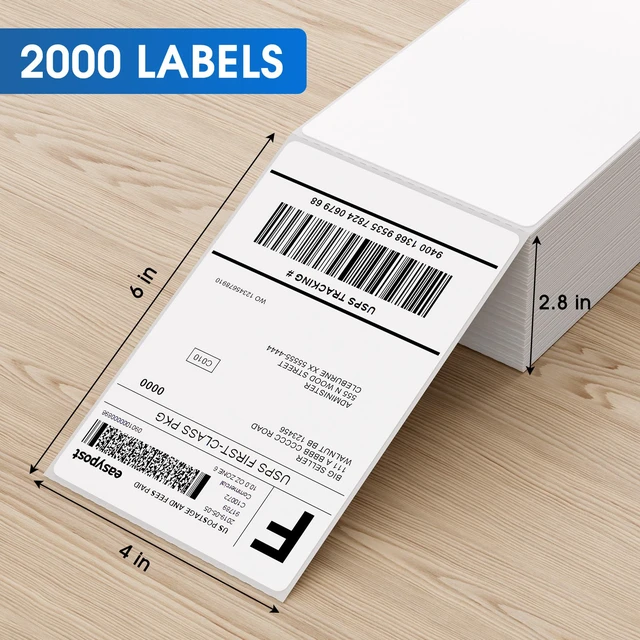 Alt view image 3 of 7 - 4" x 6" Direct Thermal Shipping Labels, 2000 Fanfold, White 4" x 6" Fanfold Shipping Labels; Permanent Adhesive, BPA-Free; Compatible with Most Thermal Printers