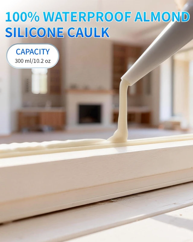 Alt view image 5 of 7 - Silicone Caulk & Sealant Almond, 100% Waterproof Silicone Sealant, Shrink & Crack Proof, Silicone Caulking for Kitchen, Bathroom, RV, Interior & Exterior Use, 10.2 FL. OZ/300ML, 1 Pack