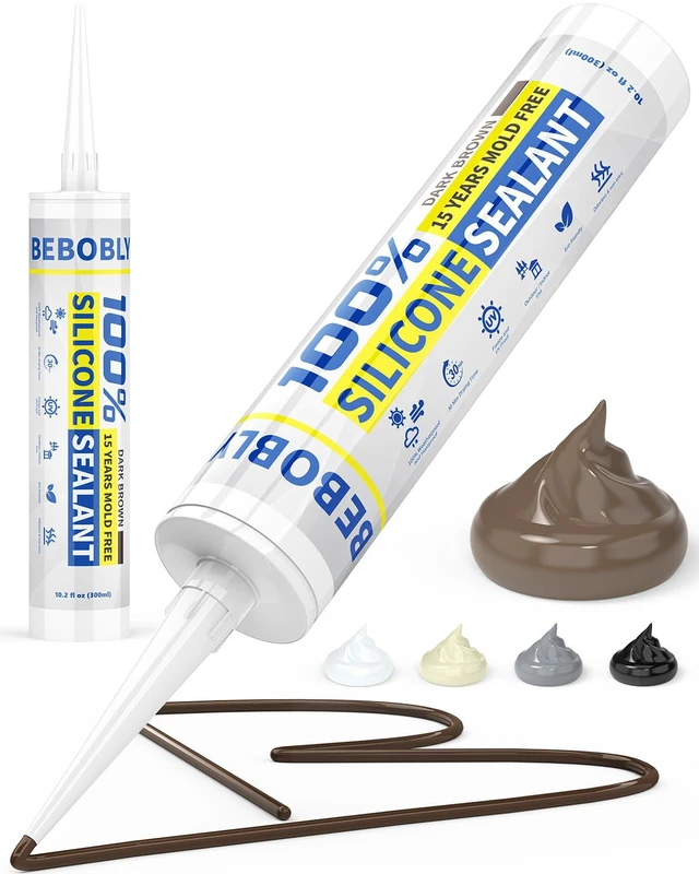 Main image of Silicone Caulk & Sealant Brown, 100% Waterproof Silicone Sealant, Shrink & Crack Proof, Silicone Caulking for Kitchen, Bathroom, RV, Interior & Exterior Use, 10.2 FL. OZ/300ML, 1 Pack