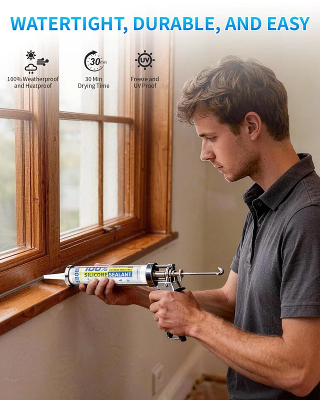 Alt view image 4 of 7 - Silicone Caulk & Sealant Brown, 100% Waterproof Silicone Sealant, Shrink & Crack Proof, Silicone Caulking for Kitchen, Bathroom, RV, Interior & Exterior Use, 10.2 FL. OZ/300ML, 1 Pack