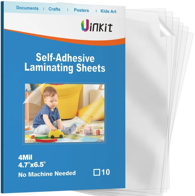 Main image of 4Mil Self-Adhesive Laminating Sheets, 4.3 x 6.3 Inches 10 Pack for 4x6 Photos, Recipe Cards & Polaroids, Heat-Free, Acid-Free, No Machine Needed, The Keepsake Format