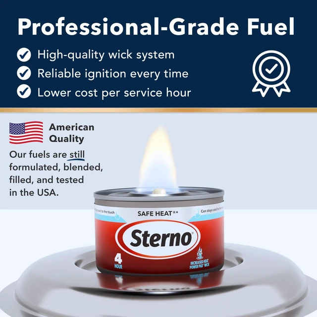 Alt view image 3 of 7 - Safe Heat PowerPad Chafing Fuel, 4-Hour Burn, 12 Pack UL 2997 validated, PowerPad wick, high heat output, cool can, consistent heat, reusable, indoor/outdoor