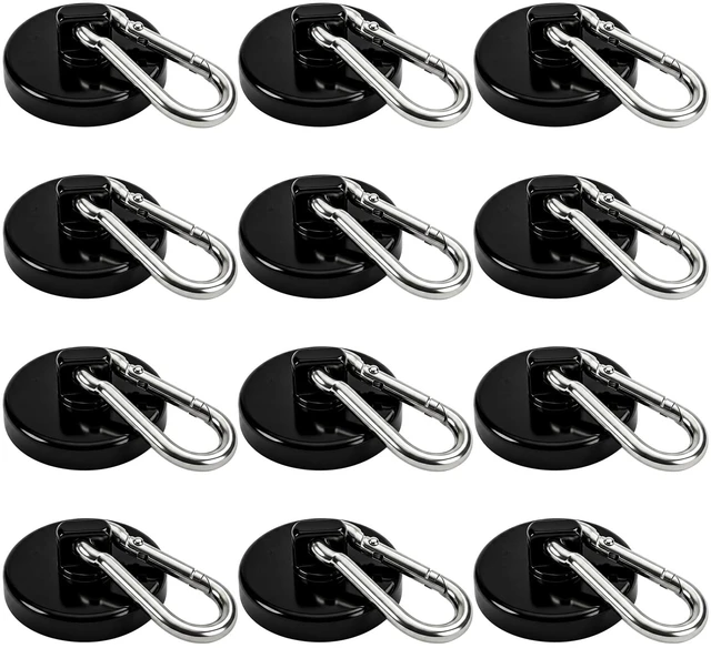 Main image of Magnetic Hooks 150LBS Strong Magnets Cruise 12Pack Magnet with Hook Heavy Duty Kitchen Essentials Neodymium Extra Carabiner Super Locker Ship For Hanging Cabin Swivel Imanes Fuertes Black