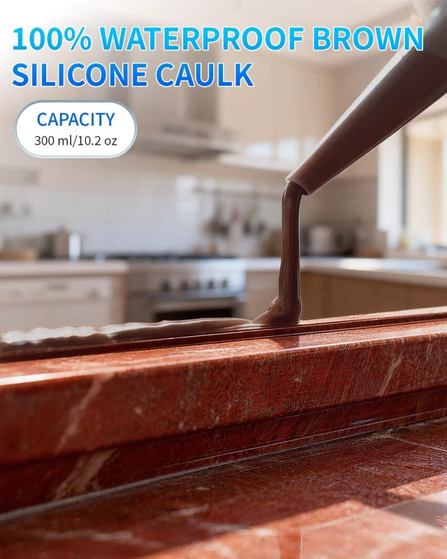 Alt view image 5 of 7 - Silicone Caulk & Sealant Brown, 100% Waterproof Silicone Sealant, Shrink & Crack Proof, Silicone Caulking for Kitchen, Bathroom, RV, Interior & Exterior Use, 10.2 FL. OZ/300ML, 1 Pack