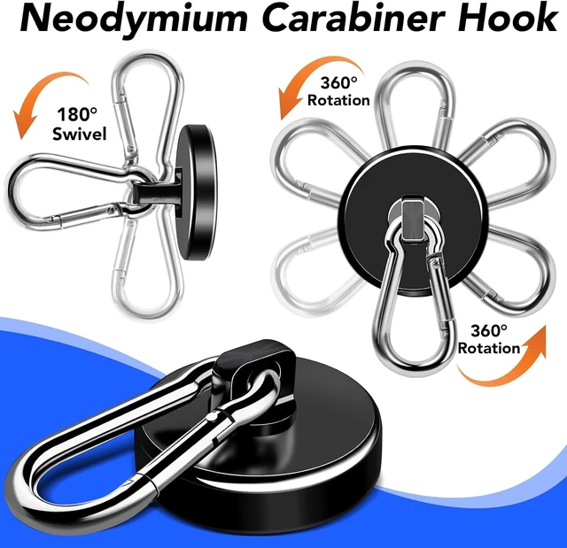 Alt view image 3 of 7 - Magnetic Hooks 150LBS Strong Magnets Cruise 12Pack Magnet with Hook Heavy Duty Kitchen Essentials Neodymium Extra Carabiner Super Locker Ship For Hanging Cabin Swivel Imanes Fuertes Black