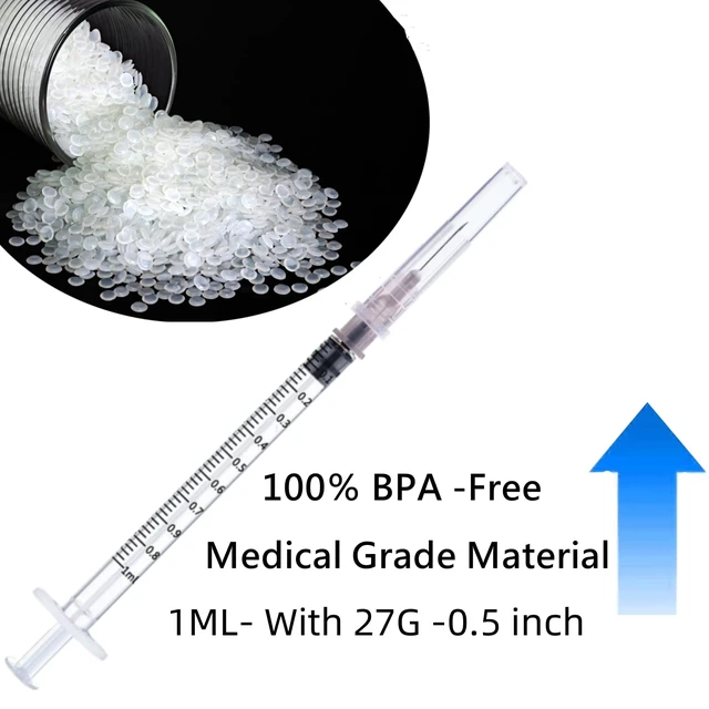 Alt view image 2 of 6 - 100 Pack 1ml 27Ga Lab Syringe Tools, Individually Packed