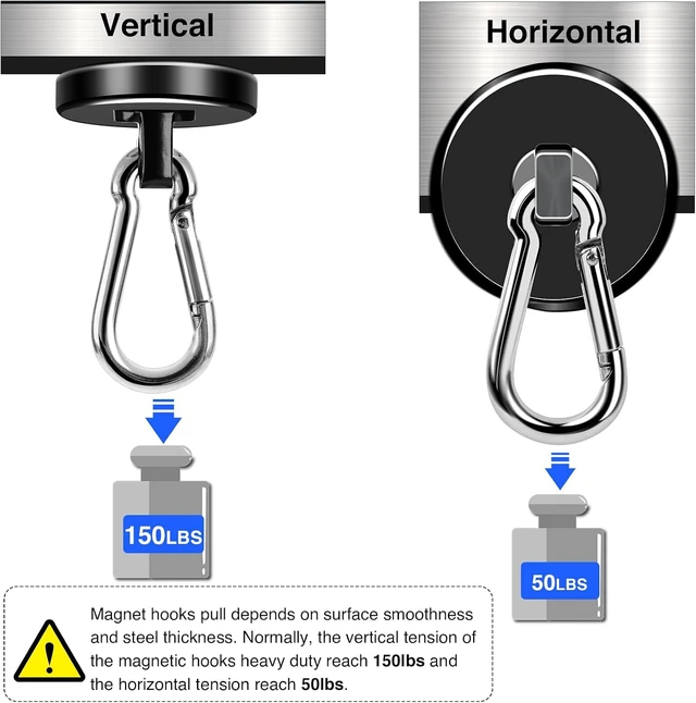 Alt view image 5 of 7 - Magnetic Hooks 150LBS Strong Magnets Cruise 12Pack Magnet with Hook Heavy Duty Kitchen Essentials Neodymium Extra Carabiner Super Locker Ship For Hanging Cabin Swivel Imanes Fuertes Black