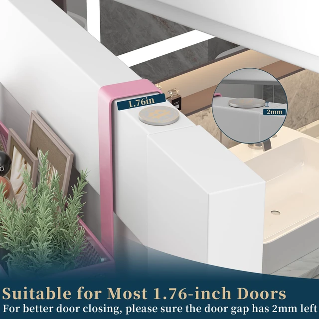 Alt view image 6 of 7 - Over The Door Hooks Organizer - 2 Tier Over Door Hanger with 16 Hooks & 2 Baskets for Hanging Coat, Clothing, Towel, Back Storage for Bathroom, Closet, College Dorm, Pink