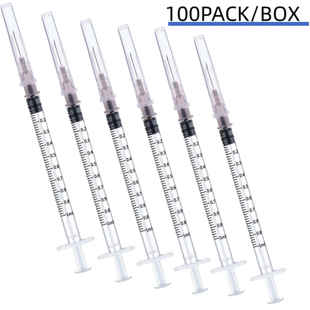 Alt view image 5 of 6 - 100 Pack 1ml 27Ga Lab Syringe Tools, Individually Packed