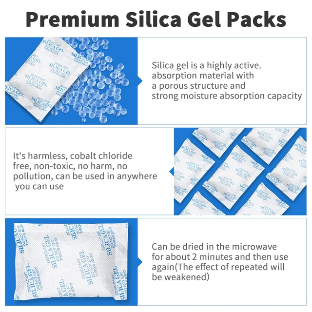 Alt view image 3 of 7 - Silica Gel Packets, 20 Gram 80 Packs Food Safe Moisture Absorbers, Desiccant Packs for Storage, Reusable Desiccant for Foods, Storage Bins, 3D Filaments, Electronics, Safes