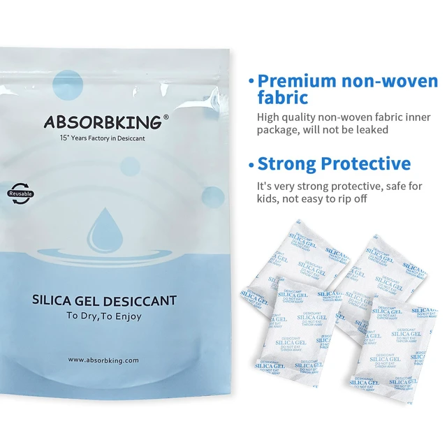 Alt view image 4 of 7 - Silica Gel Packets, 20 Gram 80 Packs Food Safe Moisture Absorbers, Desiccant Packs for Storage, Reusable Desiccant for Foods, Storage Bins, 3D Filaments, Electronics, Safes