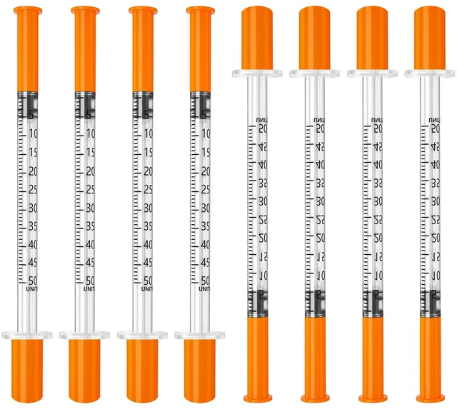 Main image of jeringas con agujas para inyectar, 0.5mL 31G 5/16" (8mm) jeringas de insulina, Individually Wrapped, 100 Pack