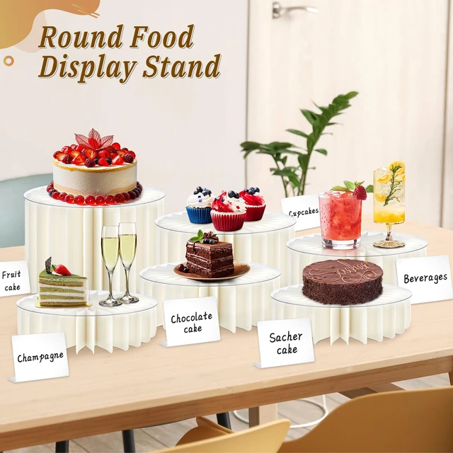 Alt view image 5 of 7 - 6Pcs Buffet Risers, Food Risers for Table, Foldable Cake Stands for Party, Paper Dessert Table Display Set, Cupcake Display Stand for Birthday Wedding Party Decoration (White)