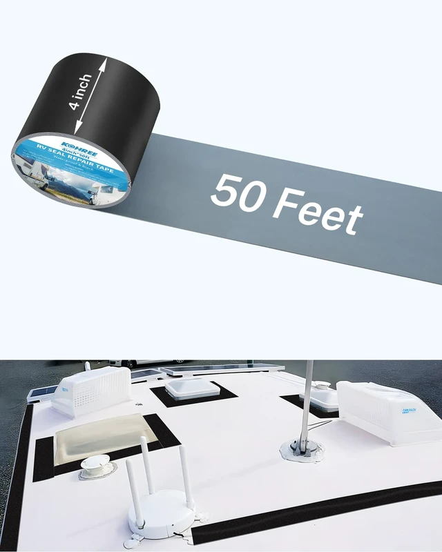 Alt view image 5 of 7 - Butyl Sealant Tape, 4 Inch x 50 Foot RV Roof Tape Black Butyl Sealant Waterproof Roofing Tape, UV & Weatherproof, for RV Repair, Window, Boat,Truck & Camper