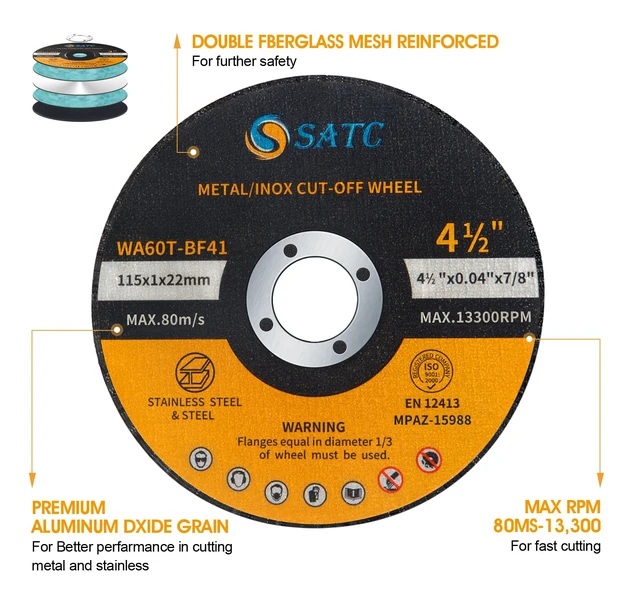 Alt view image 2 of 5 - 100 PCS Cut Off Wheel 4.5" x.040 x7/8" Angle Grinder Cutting Disc Ultra Thin Metal & Stainless Steel