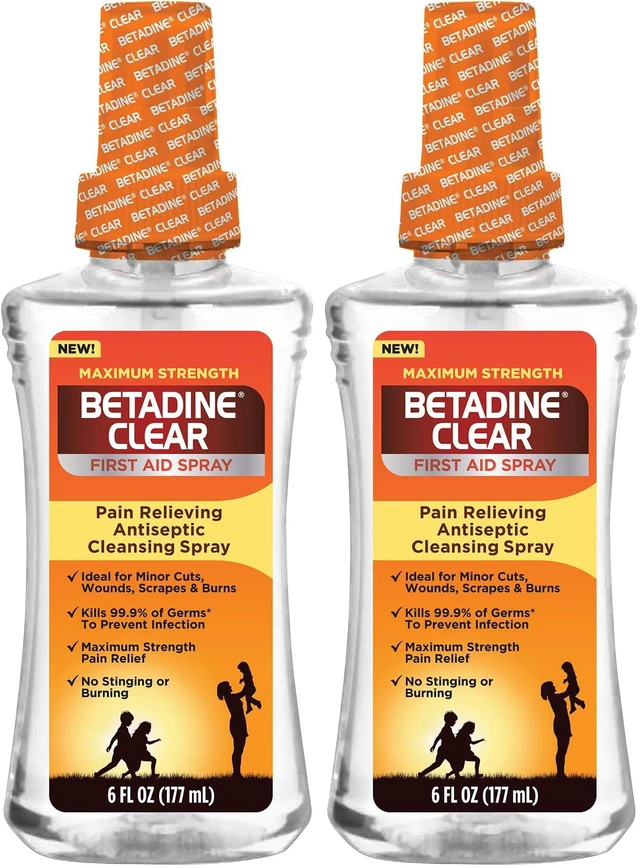 Main image of Clear First Aid Spray,Max Strength Pain Relieving Antiseptic Cleansing Spray,No Stinging,Kills 99.9% of Germs*,Helps Prevent Infections,6 oz,(Pack of 2)