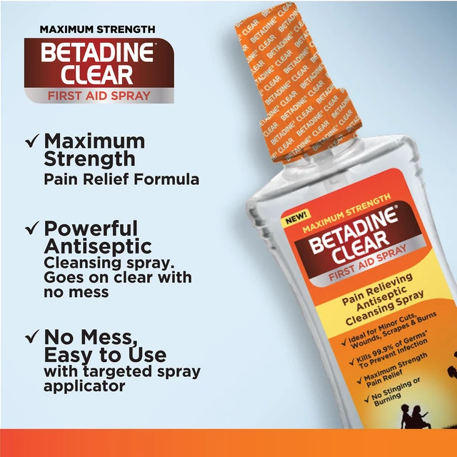 Alt view image 3 of 6 - Clear First Aid Spray,Max Strength Pain Relieving Antiseptic Cleansing Spray,No Stinging,Kills 99.9% of Germs*,Helps Prevent Infections,6 oz,(Pack of 2)