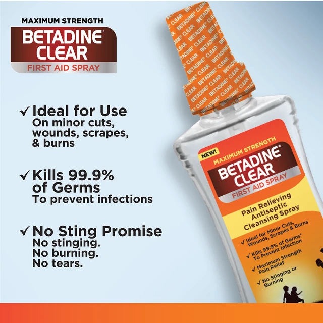 Alt view image 6 of 6 - Clear First Aid Spray,Max Strength Pain Relieving Antiseptic Cleansing Spray,No Stinging,Kills 99.9% of Germs*,Helps Prevent Infections,6 oz,(Pack of 2)