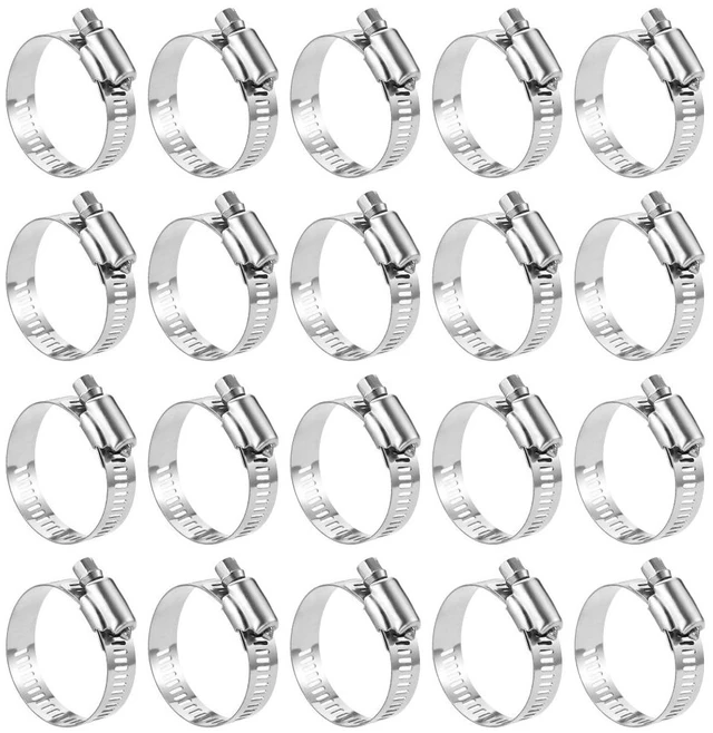 Main image of 20 Pack Stainless Steel Hose Clamp Adjustable 7/8'' - 1-1/2'' (21-38mm) Worm Gear Hose Clamp, Metal Fuel Line Pipe Clamp for Plumbing, Automotive And Mechanical Application
