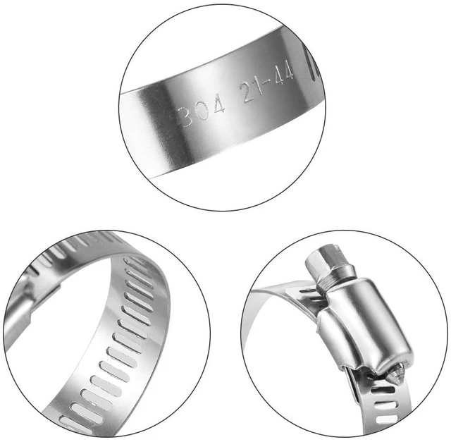 Alt view image 2 of 7 - 20 Pack Stainless Steel Hose Clamp Adjustable 7/8'' - 1-1/2'' (21-38mm) Worm Gear Hose Clamp, Metal Fuel Line Pipe Clamp for Plumbing, Automotive And Mechanical Application