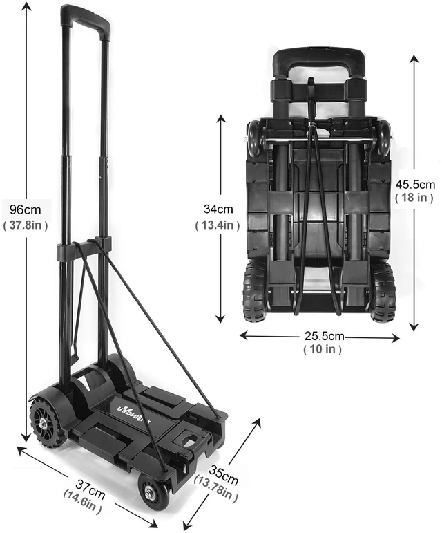 Alt view image 3 of 7 - Folding Hand Truck Small Dolly,Foldable Utility cart with 4 Wheels 2 Elastic Ropes,Foldable cart,Backpack Trolley,Car seat dolly for airport,Travel,Moving,Shopping Lightweight for Women