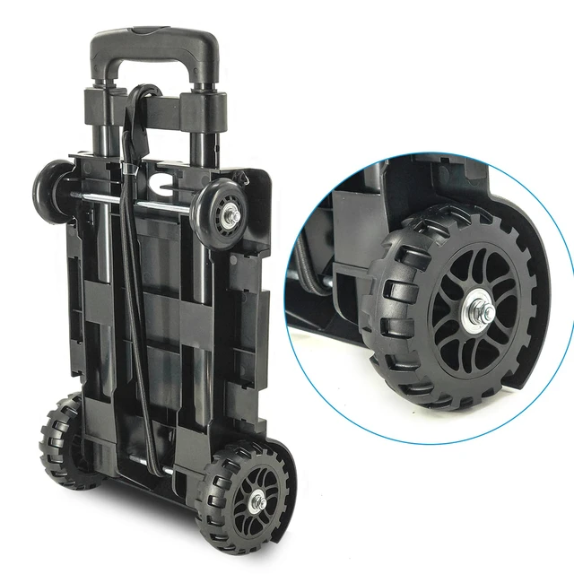 Alt view image 5 of 7 - Folding Hand Truck Small Dolly,Foldable Utility cart with 4 Wheels 2 Elastic Ropes,Foldable cart,Backpack Trolley,Car seat dolly for airport,Travel,Moving,Shopping Lightweight for Women