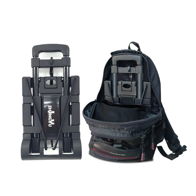 Alt view image 6 of 7 - Folding Hand Truck Small Dolly,Foldable Utility cart with 4 Wheels 2 Elastic Ropes,Foldable cart,Backpack Trolley,Car seat dolly for airport,Travel,Moving,Shopping Lightweight for Women