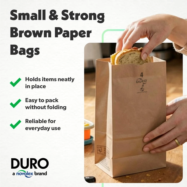 Alt view image 2 of 7 - 18404 4# Brown Paper Lunch Bags, 5 x 3.12 x 9.75 Inches, 500 Ct Made In USA | Disposable Paper Lunch Bags Ideal for Sandwiches, Treats, & Snacks