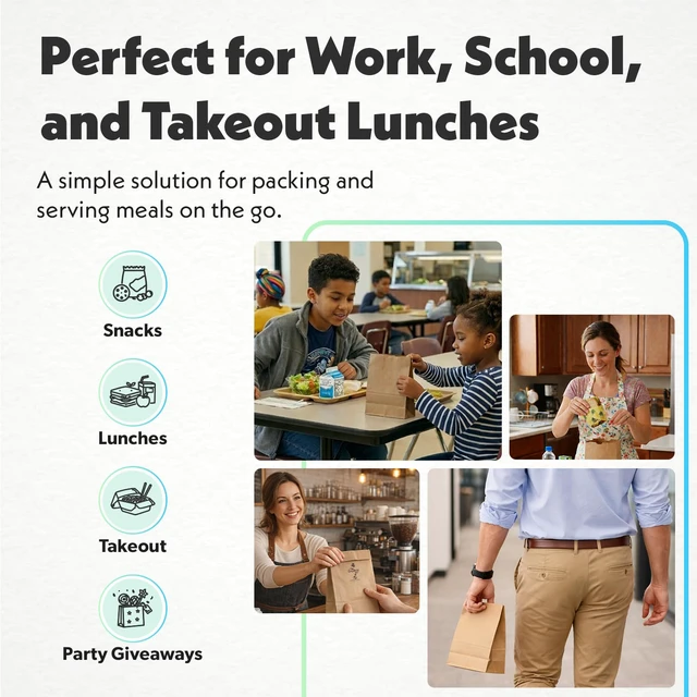Alt view image 5 of 7 - 18404 4# Brown Paper Lunch Bags, 5 x 3.12 x 9.75 Inches, 500 Ct Made In USA | Disposable Paper Lunch Bags Ideal for Sandwiches, Treats, & Snacks
