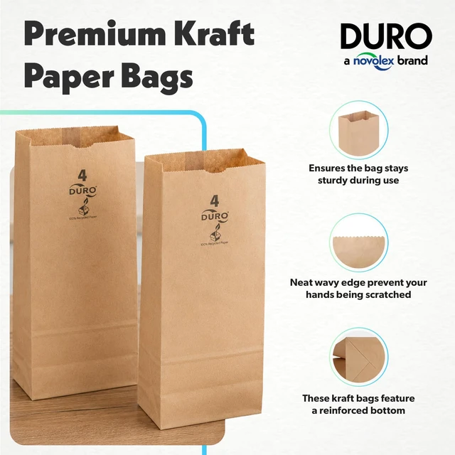 Alt view image 7 of 7 - 18404 4# Brown Paper Lunch Bags, 5 x 3.12 x 9.75 Inches, 500 Ct Made In USA | Disposable Paper Lunch Bags Ideal for Sandwiches, Treats, & Snacks