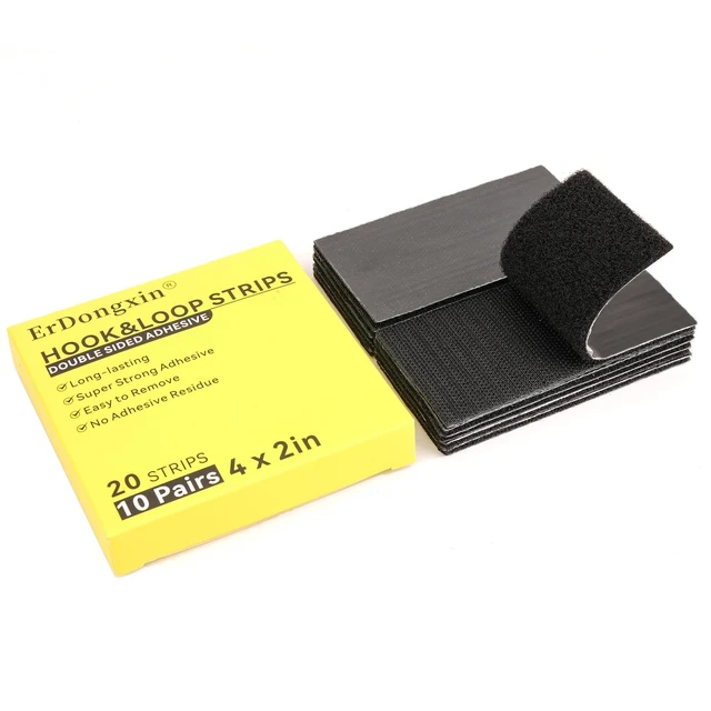 Alt view image 2 of 7 - 2x4 inch Strong Adhesive Hook and Loop Tape - Sticky-Backed Adhesive Fasteners, Suitable for Home Organization, Carpet Fixation, Sofa Cushion Fixation and DIY Crafts (Black, 2 in x 4 in, 10 Pairs)