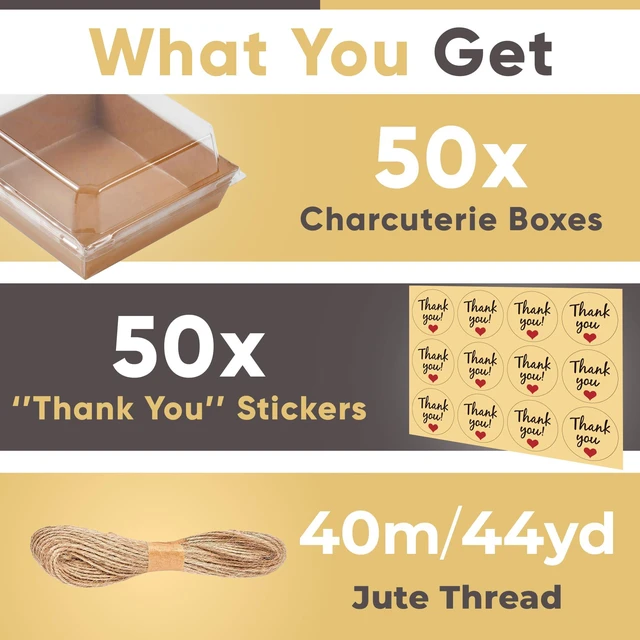 Alt view image 3 of 6 - 50 Pack 5in Small Charcuterie Boxes with Clear Lids, Mini Paper Containers Disposable Grease-Proof Dessert Packaging, Food Containers For Charcuterie, Bakery, Cookies, Pastry, Cake Slice, Strawberries