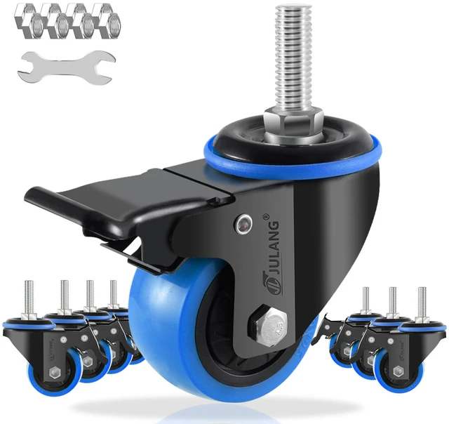 Main image of 2 inch Stem Caster Wheels, 3/8" Threaded Stem Casters Set of 8 1160 Lbs, 3/8"-16x1", Smooth & Quiet-Rolling, Castor Wheels for Cart, Tool Box, Workbenche, Furniture, Wire Shelving