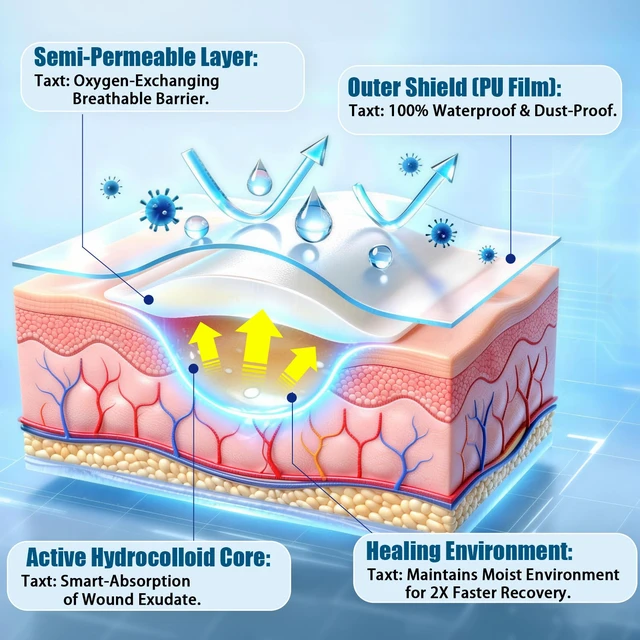 Alt view image 6 of 7 - Hydrocolloid Bandages for Wound Care, Medical-Grade Hydrocolloid Roll with Self-Adhesive, Ultra Absorbent, Flexible & Waterproof, Cut-to-Size First Aid Kit Essential (2in*16ft)