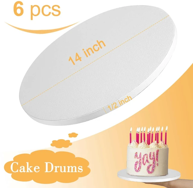 Alt view image 3 of 7 - 6 PCS Cake Drums 14 Inch, 14inch Drum, Cake Boards 14 Inch Round, 1/2" Thick Cardboard, Sturdy Circle, Base para Pastel Cardboard Base White Cake Boards for Wedding