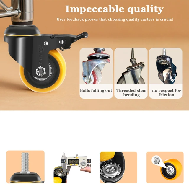 Alt view image 5 of 7 - 2 inch Stem Caster Wheels, 5/16" Threaded Stem Casters Set of 8 1160 Lbs, 5/16"-18x1", Smooth & Quiet-Rolling, Castor Wheels for Cart, Tool Box, Workbenche, Furniture, Wire Shelving