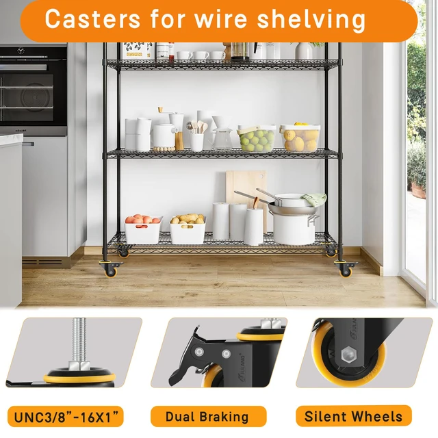 Alt view image 7 of 7 - 2 inch Stem Caster Wheels, 5/16" Threaded Stem Casters Set of 8 1160 Lbs, 5/16"-18x1", Smooth & Quiet-Rolling, Castor Wheels for Cart, Tool Box, Workbenche, Furniture, Wire Shelving