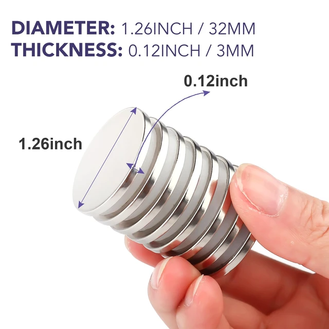 Alt view image 4 of 7 - 50 Pack Strong Magnets with Adhesive Backing Powerful 1.26"x0.12" Round Permanent Neodymium Disc Rare Earth Magnet for Fridge Whiteboard Refrigerator Scientific Crafts and Office