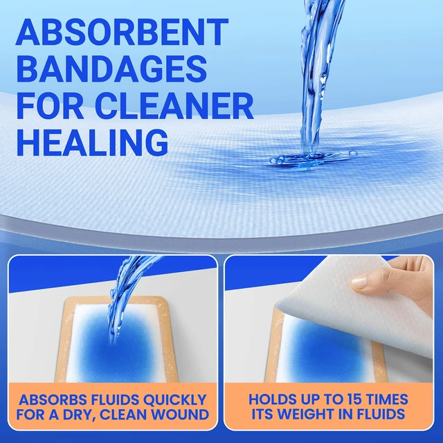 Alt view image 4 of 6 - Large Waterproof Bandages 6x6 Silicone Foam Dressing Sensitive Skin, 5 PCS Wound Dressing, Adhesive Cohesive Pad with Border, First Aid, Post-Surgical, Burn & Pressure Care, Scar Care