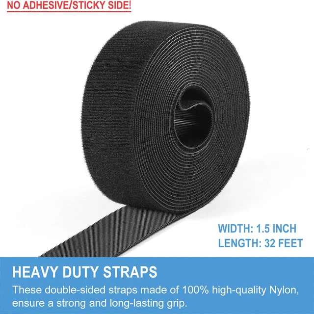 Alt view image 2 of 6 - 1.5in x 32ft | Hook and Loop Straps Heavy Duty | Double Sided Self-Gripping Strips | Reusable Multi-Purpose Wrap Roll for Home, Office, Data Center, and More
