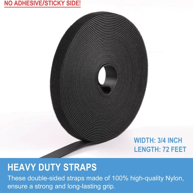 Alt view image 2 of 6 - 3/4in x 72ft | Hook and Loop Straps Heavy Duty | Double Sided Self-Gripping Strips | Reusable Multi-Purpose Wrap Roll for Home, Office, Data Center, and More