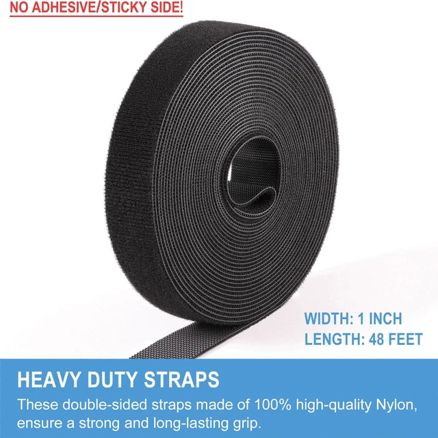 Alt view image 2 of 6 - 1in x 48ft | Hook and Loop Straps Heavy Duty | Double Sided Self-Gripping Strips | Reusable Multi-Purpose Wrap Roll for Home, Office, Data Center, and More