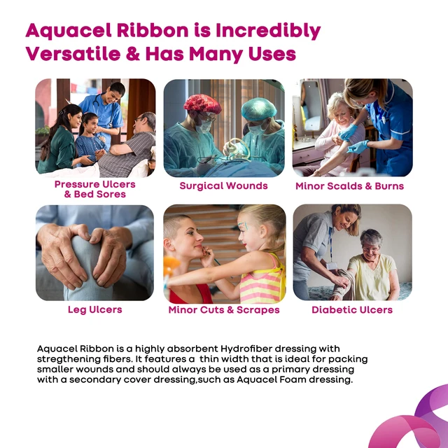 Alt view image 6 of 6 - AQUACEL Hydrofiber Ribbon Wound Dressing 0.75"x18", 5 Ct Wound Packing Strip, Absorbent, Non-Woven, Sterile, Moist Healing, Gel Forming, Medical Grade, Flexible, Wound Care