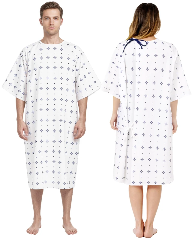 Alt view image 3 of 7 - Unisex Hospital Gowns Back-Tie Patient Gowns Men Women Fits Sizes up to 2XL Multipurpose, Loose-Fit, Lightweight, Comfortable, Soft, Medical & Everyday Utility