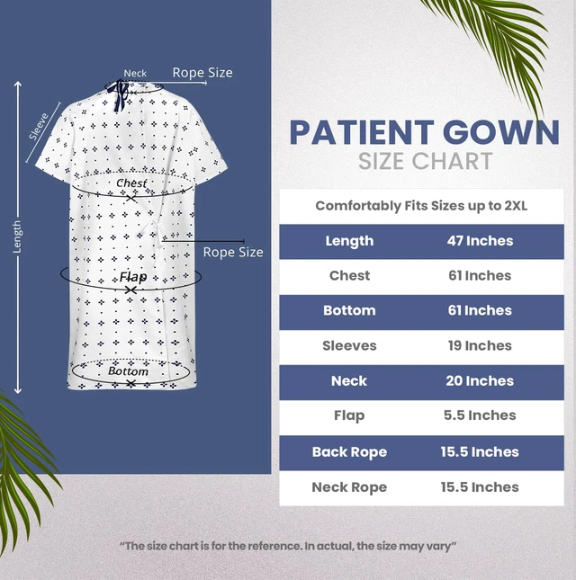 Alt view image 2 of 7 - Unisex Hospital Gowns Back-Tie Patient Gowns Men Women Fits Sizes up to 2XL Multipurpose, Loose-Fit, Lightweight, Comfortable, Soft, Medical & Everyday Utility