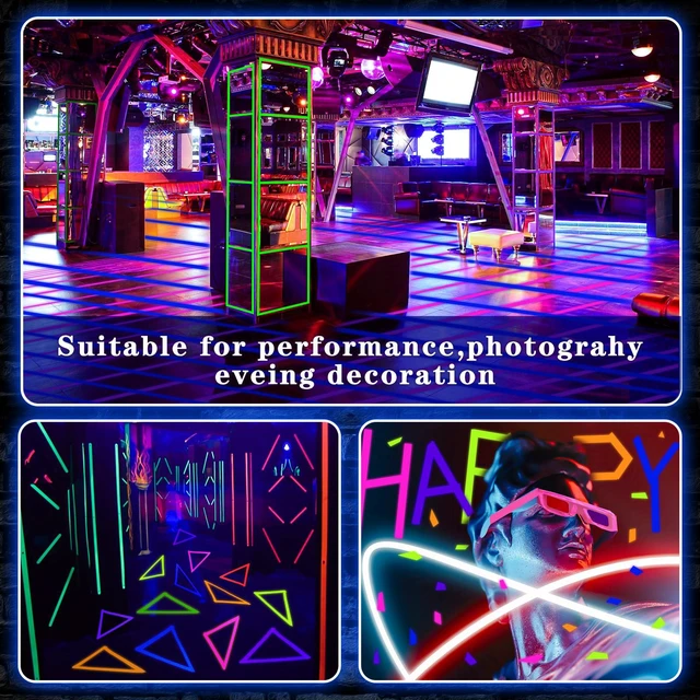 Alt view image 6 of 7 - 6 Colors Neon Gaffer Cloth Tape Fluorescent Rainbow Color UV Blacklight Tapes Neon Duct Reflective Tapes for Party Supplies (0.6 Inch x 120 Ft)