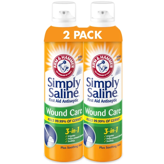 Main image of Simply Saline Wound Care 3-in-1, 7.4 oz, 2-Pack Antiseptic First Aid Spray, With Aloe, Sting-Free Saline, Wound Irrigation and Cleaning, Help Prevent Infection