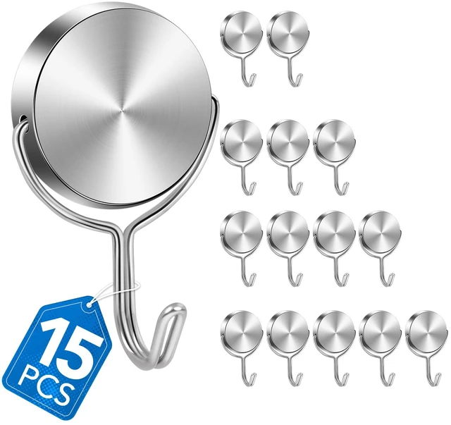 Main image of Magnetic Hooks for Cruise Cabins Essentials 2026 Door Magnets 80LBS 15 Pack Ship Walls Must Haves Classroom Strong Heavy Duty Metal Locker Decor magnet Decorations Fridge Organization Silver