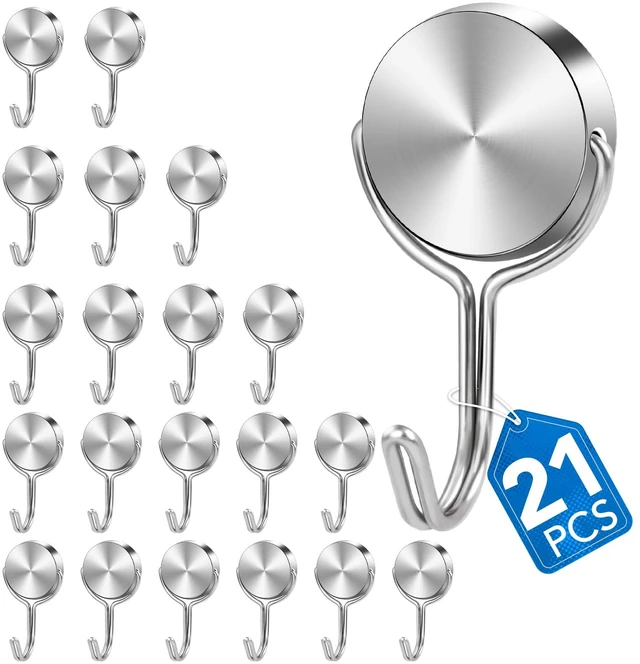 Main image of Magnetic Hooks for Cruise Cabins Essentials 2026 Door Magnets 60LBS 21 Pack Ship Walls Must Haves Classroom Strong Heavy Duty Metal Locker Decor magnet Decorations Fridge Organization Silver
